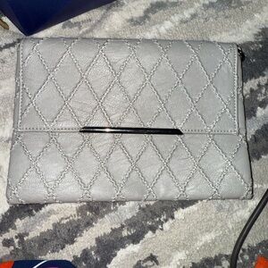 Urban Expressions grey vegan leather diamond pattern clutch